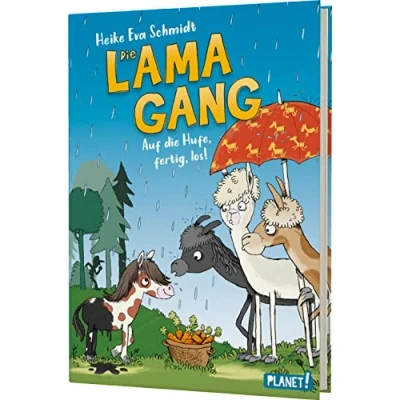 Afbeelding van die Lama Gang. Mit Herz &amp; Spucke 4: Auf Hufe, fertig los!: Lustige Detektivgeschichte ab 8