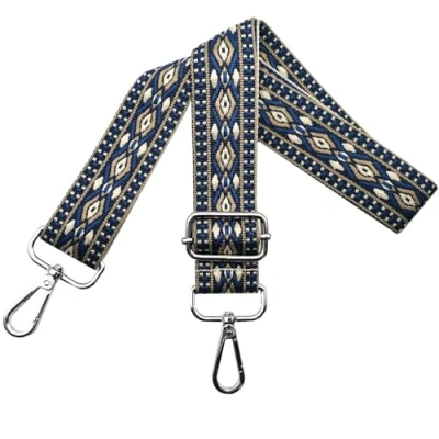 Afbeelding van Verstelbare schouderriem voor dames, draagriem, tassenriem om te wisselen, breedte 3,8 cm, met zilveren karabijnhaak, schoudertas, handtassen, blauw, N8