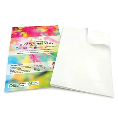 Afbeelding van 10 vellen A4 glanzend wit afdrukbaar vinyl stickerpapier Waterdicht Inkjet compatibele zelfklevende vinyllabels Maak je eigen stickers, productetikettering, doe het zelf persoonlijke