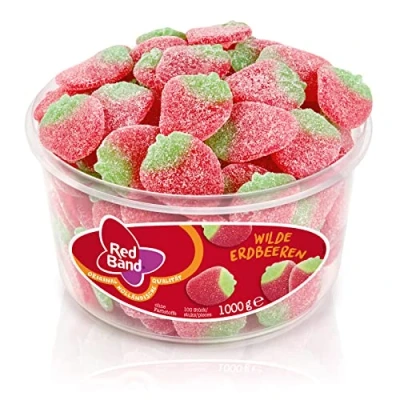 Afbeelding van Red Band aardbeien 1 pot à 100 stuks Zacht snoep Winegums met smaak Zoet