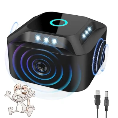 Afbeelding van Muisafweer met intelligente ultrasone frequentieomzetting, draagbaar ultrasoon knaagdierafweermiddel, geschikt voor muizen, gele wezels, raccoon, knaagdieren