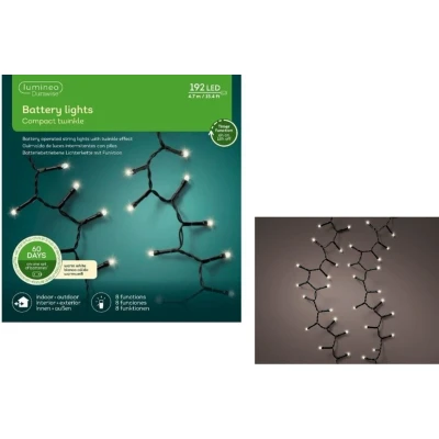 Afbeelding van Kerstverlichting batterij LED durawise compact strings 4,7M 192 lampjes div lichtstanden