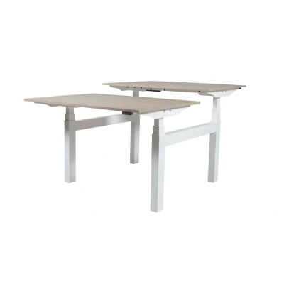 Afbeelding van Lectro Duo Plus werkplekken, zit sta (64 130cm) hoogte verstelbaar dmv 2 elektromotoren per wp met 140x80cm havana/ kersen licht 25mm bladen en