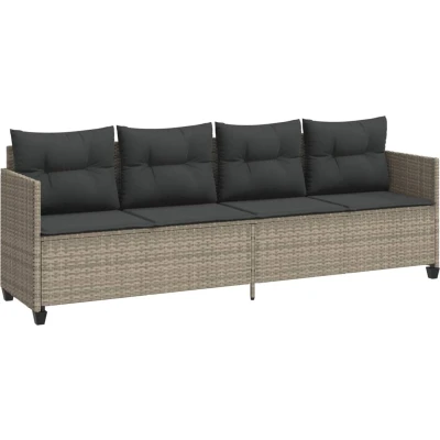 Afbeelding van Ligbed met kussen poly rattan lichtgrijs