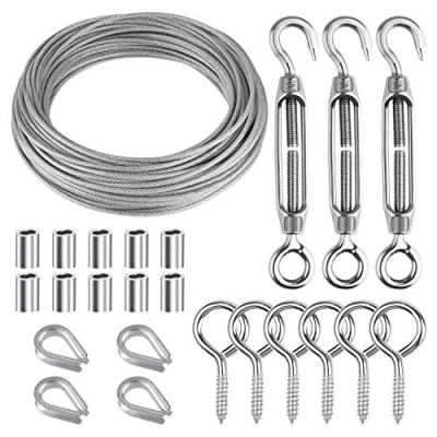 Afbeelding van CHRORINE 24 Stks Tuin Draad Touw Kit 304 Rvs M5 Spanschroef Spanner Kabel Vingerhoedje
