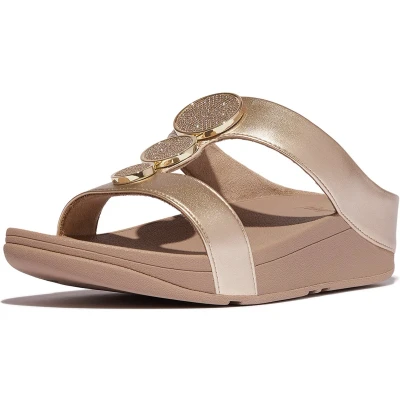 Afbeelding van FitFlop Halo Bead Circle Metallic H Bar Slides BEIGE Maat 38