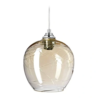 Afbeelding van Relaxdays hanglamp glas plafondlamp E27 fitting pendellamp modern rond champagne