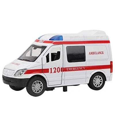Afbeelding van 1:32 mini simulatie legering ambulance met geluid en licht model speelgoedvoertuig collectie voor kinderen ouder dan 3 jaar (rood)