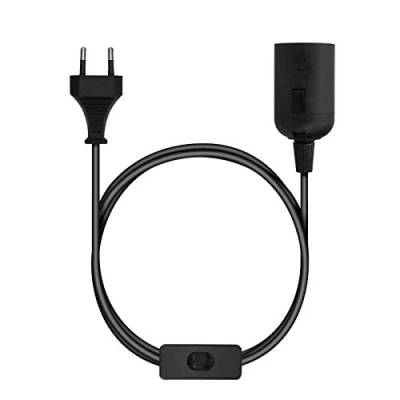 Afbeelding van kwmobile E27 fitting met schakelaar Lampfitting snoer en stekker set 3,5 meter netsnoer Zwart