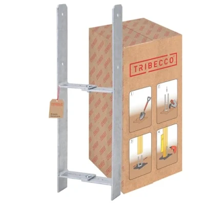 Afbeelding van TRIBECCO H paaldrager voor betonneren thermisch verzinkt, totale hoogte: 600 mm, materiaaldikte: 5 lichte breedte: 100 180 mm plat staal betonanker zware houten constructies