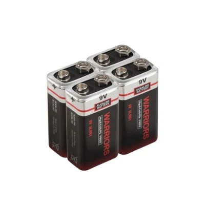 Afbeelding van Warriors 4X 9V batterijen battery, extra vermogen, lange levensduur, voor rookmelders, brandmelders, alarmsensoren, hoge capaciteit Alkaline Batterij