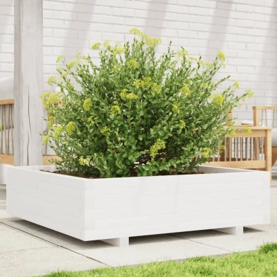 Afbeelding van Plantenbak 90x90x26,5 cm massief grenenhout wit