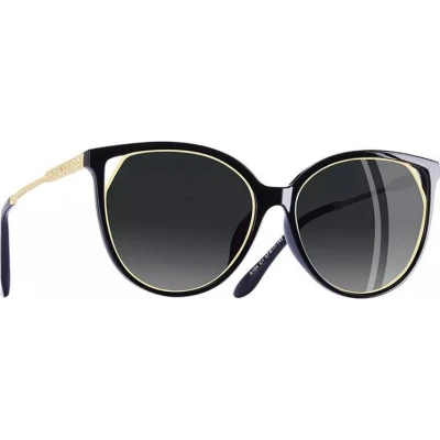 Afbeelding van Zonnebril cat eye dames zwart/messing lenzen grijs UV 400