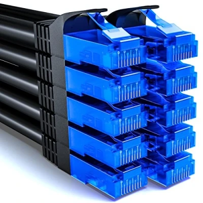 Afbeelding van deleyCON 10x 0,25m CAT6 Netwerkkabelset U UTP RJ45 CAT 6 LAN Kabel Patchkabel Ethernetkabel DSL Switch Router Modem Repeater Patchpanel Zwart