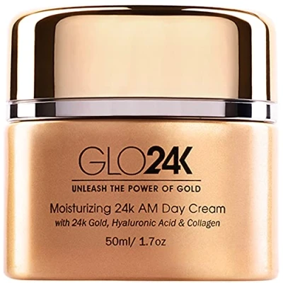 Afbeelding van GLO24K Hydraterende dagcrme met 24 karaats goud, anti aging vitamines, hyaluronzuur, collageen