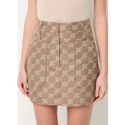 Afbeelding van JOSH V dames Hava minirok met logoprint en steekzakken in de kleur Khaki, maat: XL