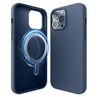 Afbeelding van elago Magnetische Siliconen Hoesje Compatibel met iPhone 13 Pro Max (6.7) Case, MagSafe, Ingebouwde Magneten, Premium Liquid Silicone, Beschermend Cover (Blauw)