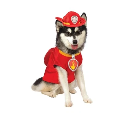 Afbeelding van Rubie&#039;s officiële Paw Patrol Marshall huisdier hond kostuum, maat: kleine nek tot staart 28 cm, borst 35 cm