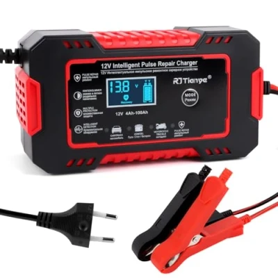 Afbeelding van acculader voor auto&#039;s, 12 V, 6 A, intelligente auto acculader, met temperatuurcompensatie en reparatiemodus, oplader motoraccu vrachtwagen, grasmaaier