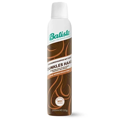 Afbeelding van Batiste Droogshampoo voor donker haar, 200 ml, Dry Shampoo het opfrissen en stylen, haarverzorgingsspray met een vleugje kleur, zonder resten, uitspoelen, haarstyling kleureffect