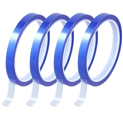 Afbeelding van QWORK® 4 rollen hittetape voor sublimatie, 10 mm x 33 m, plakband, hittebestendig, temperatuurbestendig tot 230 C, elektronica, printplaten, thermische overdracht (blauw)