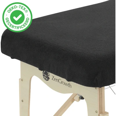 Afbeelding van ZenGrowth Hoeslaken Massagetafel Zwart, Zonder uitsparing, 280gr/m², 192cm x 63 71cm, Badstof