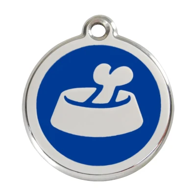 Afbeelding van Bone in Bowl Navy roestvrijstalen hondenpenning large/groot dia. 3,8 cm RedDingo