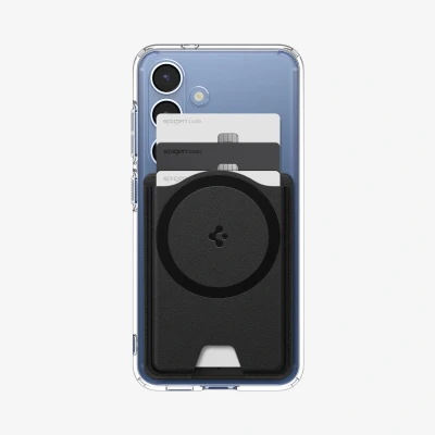 Afbeelding van Spigen Valentinus MagFit+ magnetische Kaarthouder met externe Metalen Ring 3 Kaarten Compatibel Hoes Ontworpen voor Samsung Galaxy S25/S25+/S25 Ultra Modellen Zwart