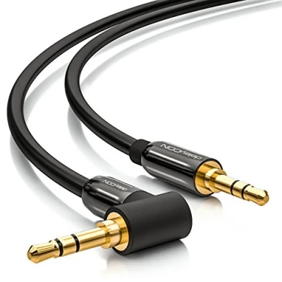 Afbeelding van deleyCON 1,5m Jackkabel 3,5 mm AUX Kabel Stereo Audio Jackstekker 1x Hoek 90 voor PC Laptop Mobiele Telefoon Smartphone Tablet Auto HiFi Ontvanger Zwart