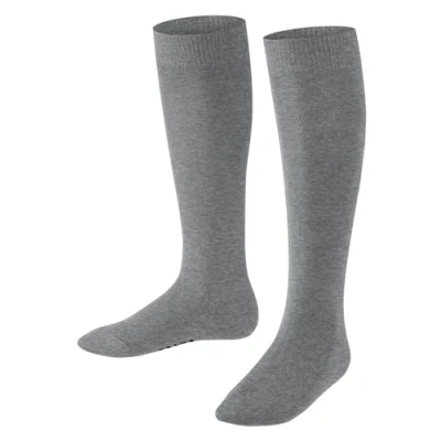 Afbeelding van FALKE Uniseks kind Kniekousen Family K KH Duurzaam Katoen Lang eenkleurig 1 Paar, Grijs (Light Grey Melange 3390) nieuw milieuvriendelijk, 23 26