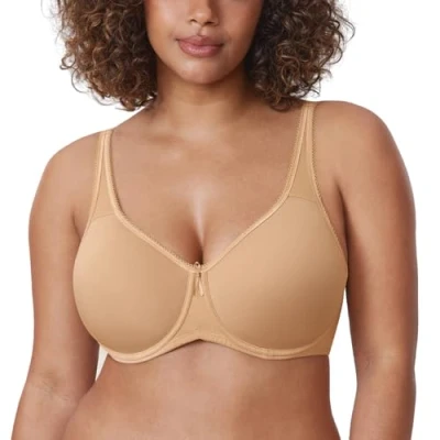 Afbeelding van DELIMIRA Dames T shirt Volledige Dekking Plus Size Naadloze Gewatteerde Beugelbeha natuurlijk 75C