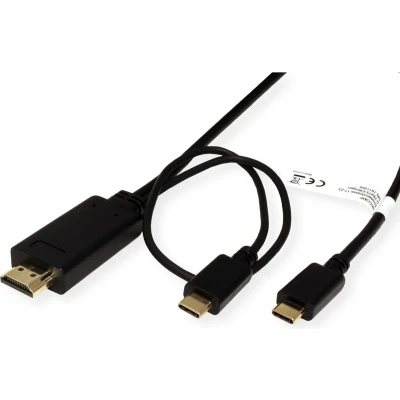 Afbeelding van USB C naar HDMI kabel Roline 1 meter (4K@60Hz, C, Verguld)