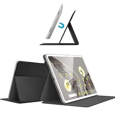 Afbeelding van Speck Google Pixel Tablethoes &amp; Stand 2023 Slank Opvouwbaar Ontwerp, Verstelbare Kijkhoek, Cameralensbescherming Tablet Case On, Off Magnet Zwart Wit MagFolio