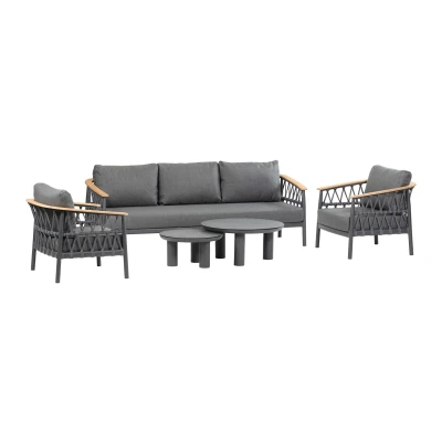 Afbeelding van Normin Stoel Bank Loungeset Capri 3 persoonsbank Matt Zwart