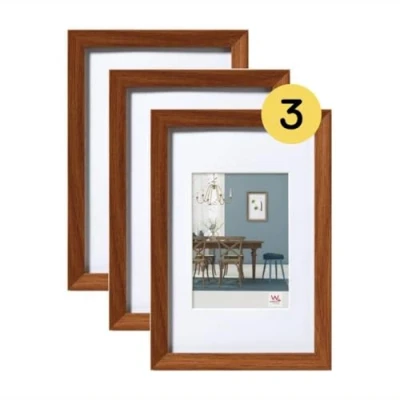 Afbeelding van Walther Design Fiorito EF824P3 Fotolijst, hout, 18 x 24 cm, met passe partout, 3 stuks, donker eiken