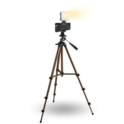Afbeelding van TronicXL 134 cm Tripod Statief voor uw smartphone met licht en Draaibare houder geschikt Livestreaming Mobiele telefoon adapter foto Video LED lamp Selfie videocamera