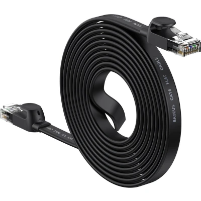 Afbeelding van Baseus Speed Six platte RJ45 netwerkkabel 1000Mbps 10m zwart (WKJS000201)
