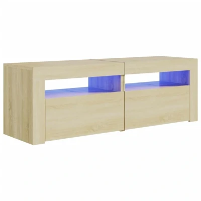 Afbeelding van Tv meubel met LED verlichting 120x35x40cm sonoma eikenkleurig