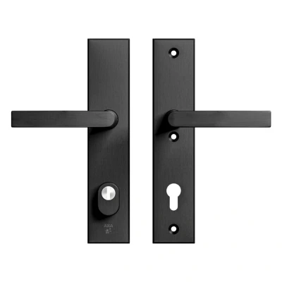 Afbeelding van AXA veiligheidsbeslag achterdeur Edge Plus rechthoekig schild Blok kruk/kruk PC92 met kerntrekbeveiliging SKG3 aluminium/zwart