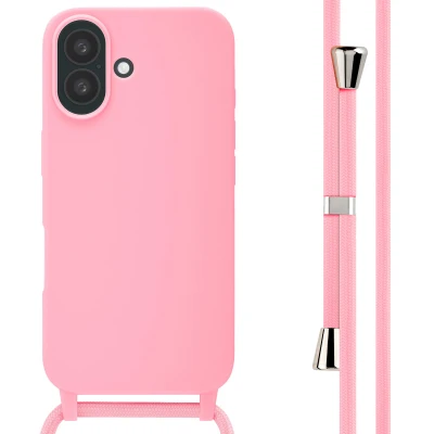 Afbeelding van Apple iPhone 16 Hoesje Siliconen en TPU (zacht) imoshion Softcase/Koordhoesje/Backcover Roze Telefoonhoesje