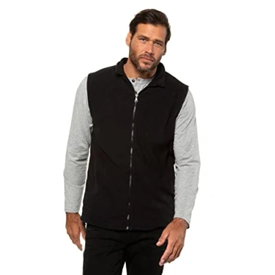 Afbeelding van JP 1880 Heren grote maten menswear L 8XL fleece vest, outdoor, opstaande kraag, tot 8 XL 723305, zwart,