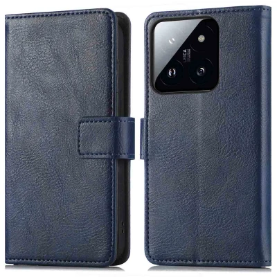Afbeelding van Xiaomi 14T Hoesje Kunstleder imoshion Bookcase Donkerblauw Telefoonhoesje