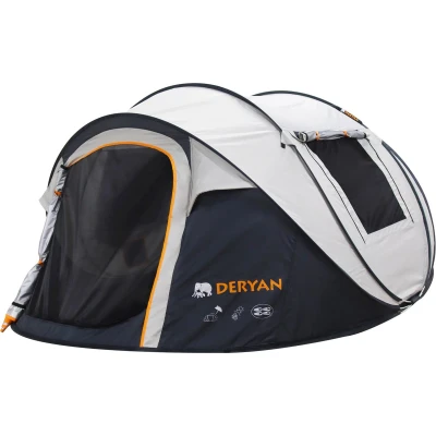 Afbeelding van Deryan Luxe Pop Up Tent 4 persoons 1 Second 2000MM waterkolom Anti UV 50+ Cream