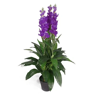 Afbeelding van LEAF 7243 100cm kunstmatige Cymbidium Orchidee Plant Extra Grote Zwarte Plastic Pot Ontwerp UK, Paars