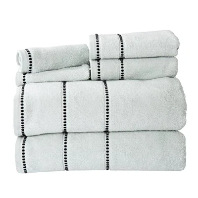 Afbeelding van Lavish Home Luxe katoenen handdoekenset, sneldrogend, Zero Twist en zachte 6 delige set met 2 badhanddoeken, handdoeken washandjes (zeeschuim/zwart)
