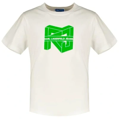 Afbeelding van Karl Lagerfeld Jeans CUBE LOGO TEE Tshirt print, Heren, Maat: Medium, White