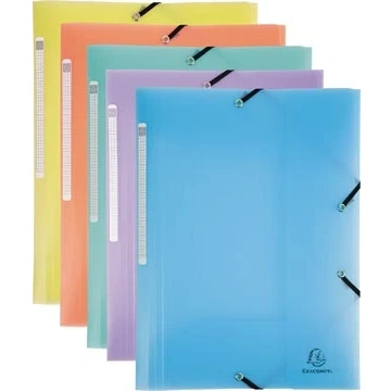 Afbeelding van Exacompta Chromaline Elastomap Met 3 Kleppen, Rugetiket, Geassorteerde Pastelkleuren