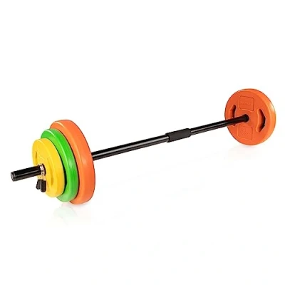 Afbeelding van Tunturi Aerobic pump gewichten set 20kg Halterset Met 6 schijven incl. halterstang schuimrubberen beschermlaag