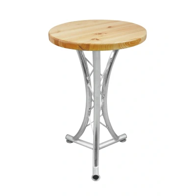 Afbeelding van Alutruss Statafel bartafel rond houten blad ø64 cm industrieel
