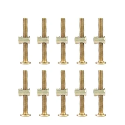 Afbeelding van 10 STKS M6 Bout Koolstofstaal 50mm Meubels Bouten Schroeven met 6mm Vat Noten Connector Sluiting Cam Fittingen Deuvel en Voorgeplaatst Moer